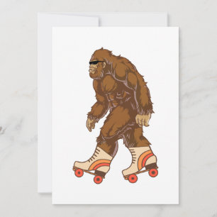 Cartes Pour Fêtes Annuelles Funny Bigfoot Roller Patinage