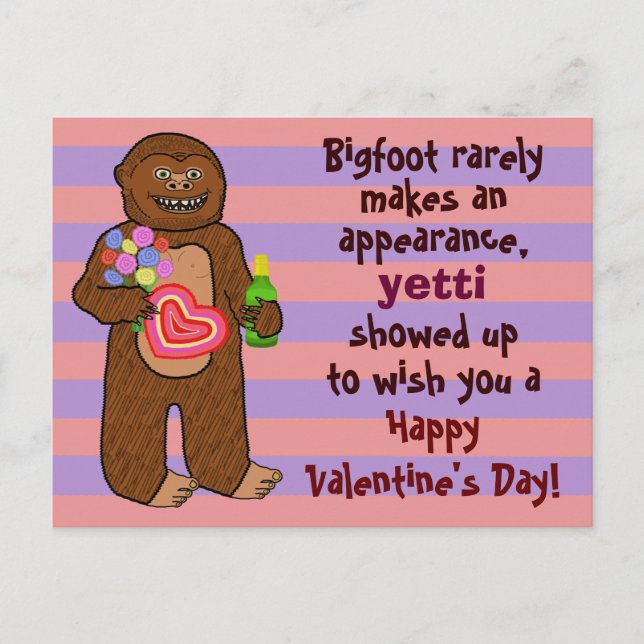 Cartes Pour Fêtes Annuelles Funny Bigfoot Valentine's Day Pun (Devant)