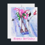 Cartes Pour Fêtes Annuelles Funny Birthday Card Pink Flamant rose Skier - Cart<br><div class="desc">Cartes d'Anniversaire avec Funny Pink Flamant rose Skier - Dessin de dessin de dessin animé amusant Happy Bird - Choisissez / Ajoutez votre texte unique / Nom / Couleur - Faites votre cadeau spécial - Redimensionnez et déplacez ou supprimez et ajoutez des éléments / image avec outil de personnalisation! -...</div>