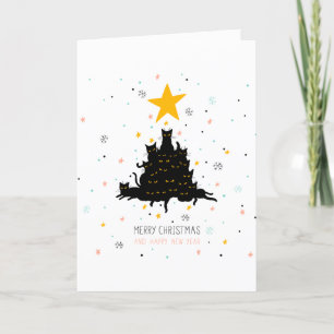 Cartes Pour Fêtes Annuelles Funny Black Cat Christmas Tree