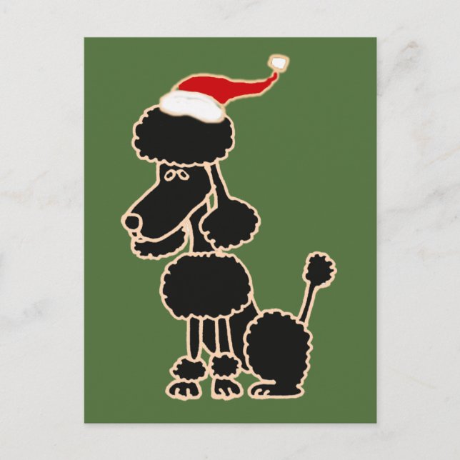 Cartes Pour Fêtes Annuelles Funny Black Poodle à Santa Hat Art de Noël (Devant)