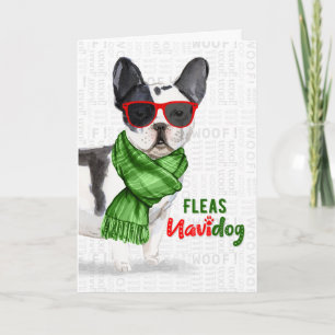Cartes Pour Fêtes Annuelles Funny Boston Terrier Fleas NaviDOG Noël