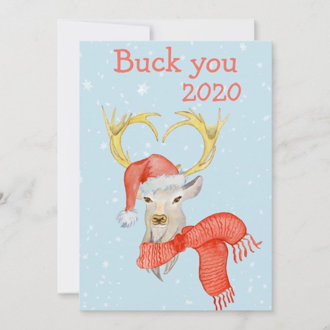 Cartes Pour Fêtes Annuelles Funny Buck You 2020 Covid Deer Christmas (Devant)