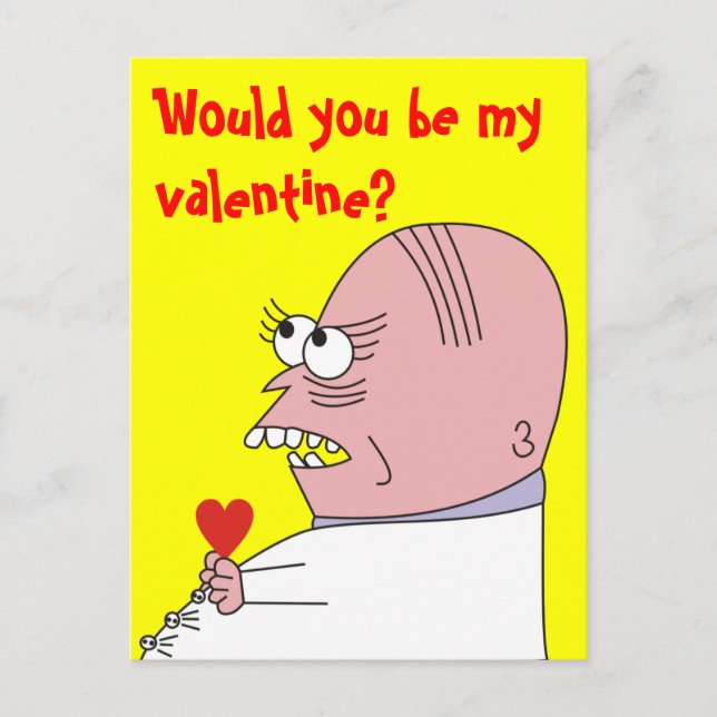 Cartes Pour Fêtes Annuelles Funny Cartoon Man Valentine's Day Postcard (Devant)