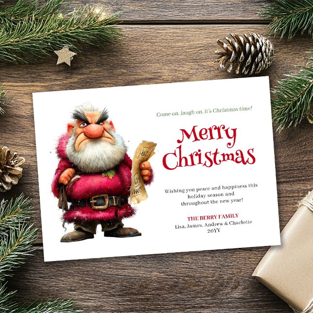 Cartes Pour Fêtes Annuelles Funny cartoon Santa custom downloadable Xmas card (Funny cartoon Santa custom downloadable Xmas card)