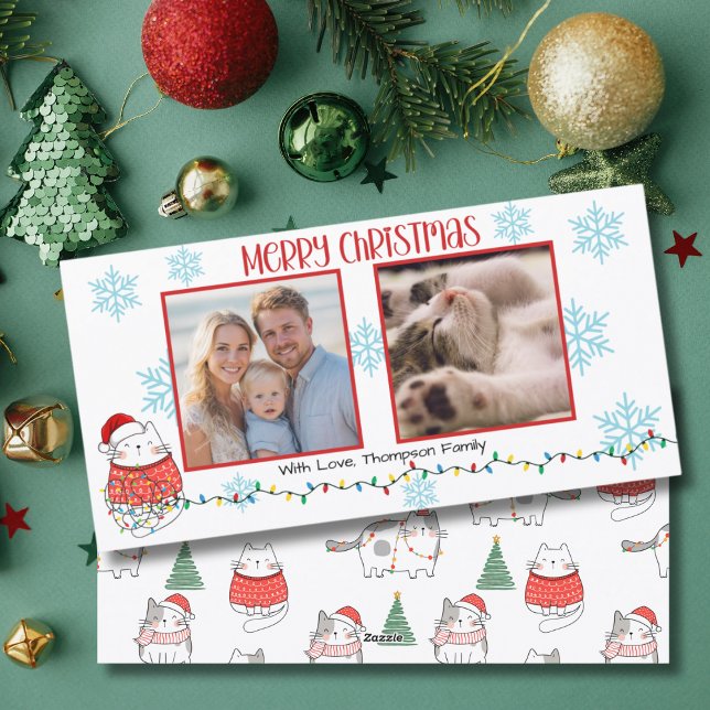 Cartes Pour Fêtes Annuelles Funny Cat 2 Photo Meowy Christmas Custom  (Créateur téléchargé)