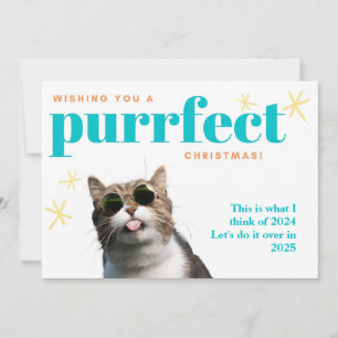 Cartes Pour Fêtes Annuelles Funny Cat Adieu 2024 Faites-le pendant 2025 Noël