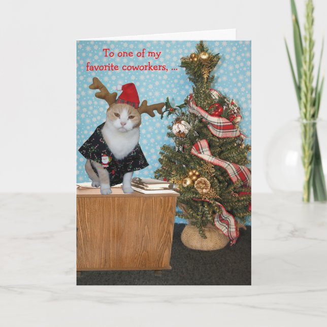 Cartes Pour Fêtes Annuelles Funny Cat Christmas Card pour collègue (Devant)