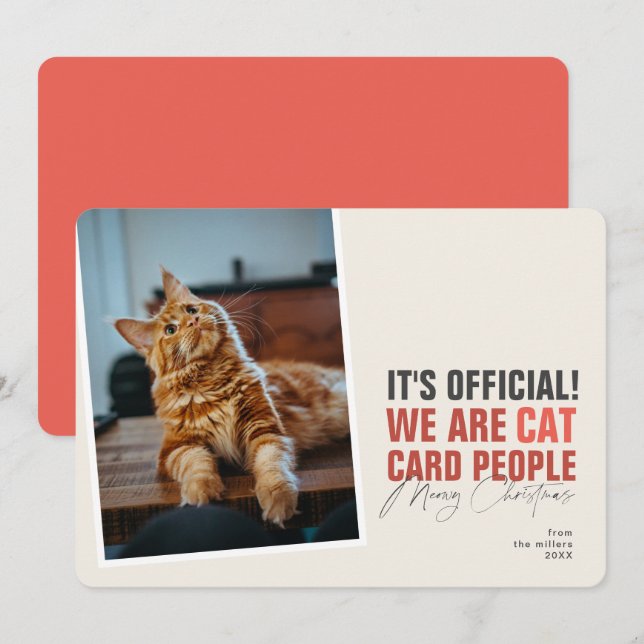 Cartes Pour Fêtes Annuelles Funny Cat Christmas Card Red Meowy Christmas (Devant / Derrière)