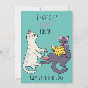 Cartes Pour Fêtes Annuelles Funny cat felines pun illustration Saint Valentin
