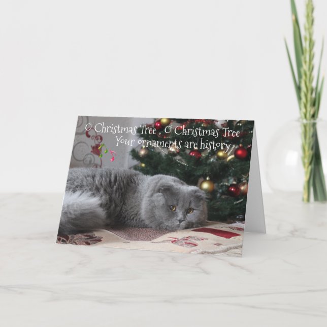 Cartes Pour Fêtes Annuelles Funny Cat Noël Ornements sont histoire (Devant)