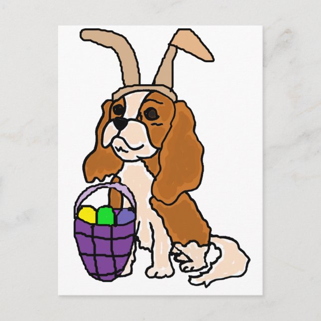 Cartes Pour Fêtes Annuelles Funny Cavalier King Charles Spaniel Easter Art (Devant)