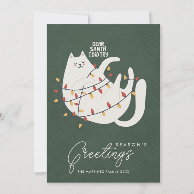 Cartes Pour Fêtes Annuelles Funny Chat feux de Noël Bonnes Fêtes (Devant)