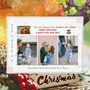 Cartes Pour Fêtes Annuelles Funny Chien Chat Pawsitive 3 Photos Minimaliste Mo