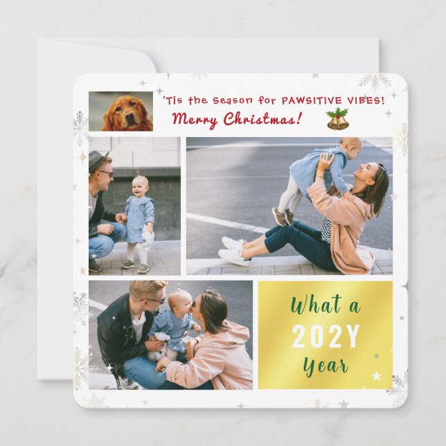 Cartes Pour Fêtes Annuelles Funny Chien Pawsitive 4 Photos Lettre mignonne Mod (Devant)