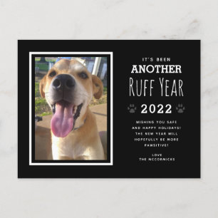 Cartes Pour Fêtes Annuelles Funny Chien photo ruff année 2022 Noir Noël