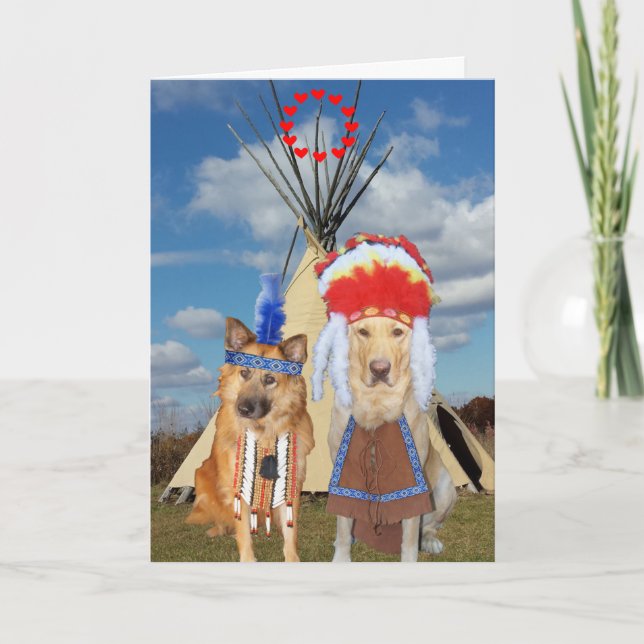 Cartes Pour Fêtes Annuelles Funny Chiens amérindiens Valentine Holiday Card (Devant)
