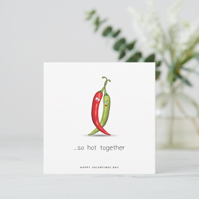 Cartes Pour Fêtes Annuelles Funny Chili Pepper Couple Valentines Day Card (Debout devant)