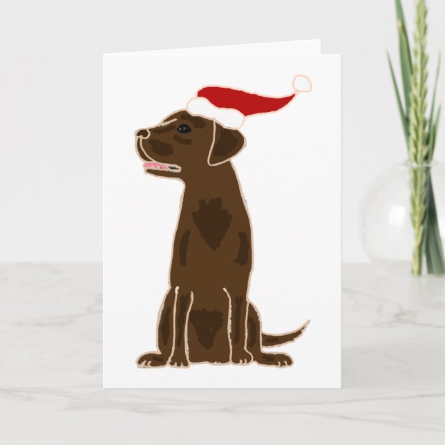 Cartes Pour Fêtes Annuelles Funny Chocolate Labrador Retriever Christmas Art (Devant)