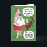Cartes Pour Fêtes Annuelles Funny Christmas Cards : Santa Relaxed<br><div class="desc">A funny cartoon Christmas card with a cartoon of Santa kicking back having a beer or two giving a little holiday cheer.</div>
