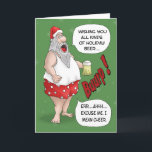 Cartes Pour Fêtes Annuelles Funny Christmas Cards : Santa Relaxed<br><div class="desc">A funny cartoon Christmas card with a cartoon of Santa kicking back having a beer or two giving a little holiday cheer.</div>