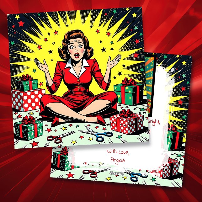 Cartes Pour Fêtes Annuelles Funny Christmas, Coffee and Panic Retro Humorous (Créateur téléchargé)