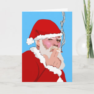 Cartes Pour Fêtes Annuelles Funny Christmas, Holy Smoke, Santa with Cigarette