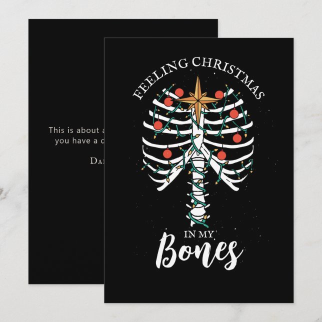Cartes Pour Fêtes Annuelles Funny Christmas Skeleton Holiday Card (Devant / Derrière)