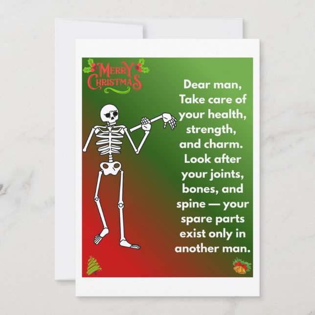 Cartes Pour Fêtes Annuelles Funny Christmas Skeleton Wishes for man (Devant)