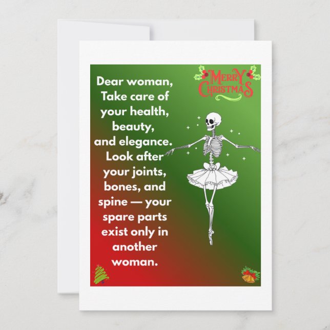 Cartes Pour Fêtes Annuelles Funny Christmas Skeleton Wishes for woman (Devant)