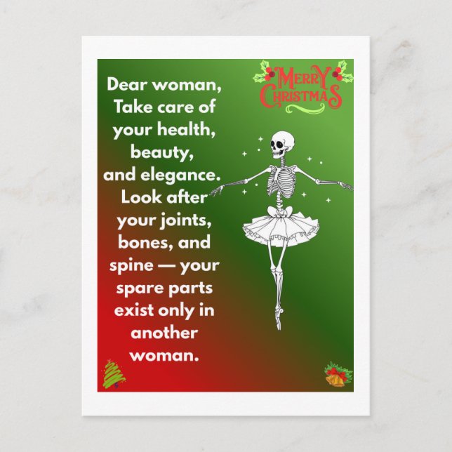 Cartes Pour Fêtes Annuelles Funny Christmas Skeleton Wishes for woman Holiday  (Devant)