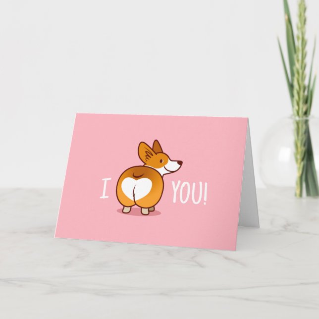Cartes Pour Fêtes Annuelles Funny Corgi Butt Valentine's Day Card (Devant)