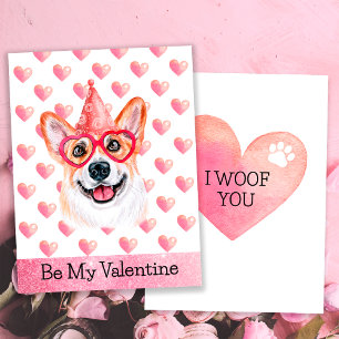 Cartes Pour Fêtes Annuelles Funny Corgi I Woof You Dog Valentine's Day