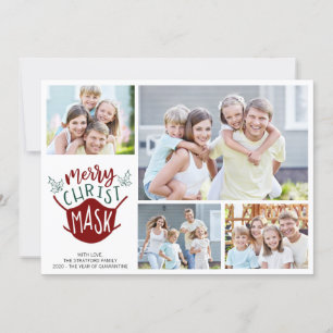 Cartes Pour Fêtes Annuelles Funny COVID-19 MERRY ChristMASK Face Mask 4 Photo