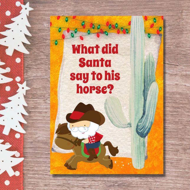 Cartes Pour Fêtes Annuelles Funny Cowboy Père Noël et Horse Noël occidental (Créateur téléchargé)