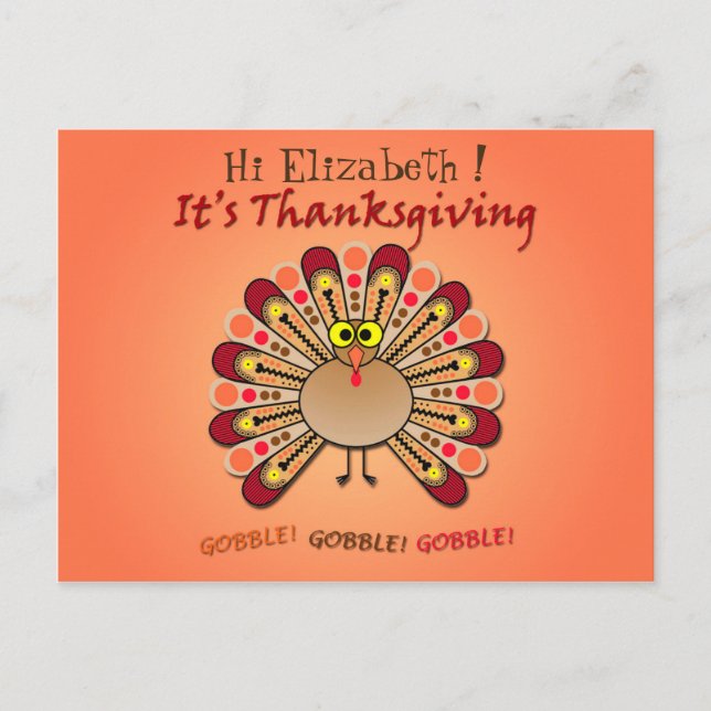 Cartes Pour Fêtes Annuelles Funny & cute goggly eyed Thanksgiving turkey (Devant)