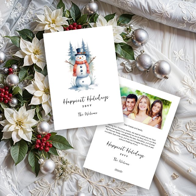 Cartes Pour Fêtes Annuelles Funny Cute MInimalist Snowman Frosted Forest  (Funny Cute MInimalist Snowman Frosted Forest Christmas Holiday Cards. )