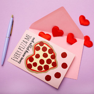 Cartes Pour Fêtes Annuelles Funny Cute Pizza Coeur de la Saint Valentin Saluta