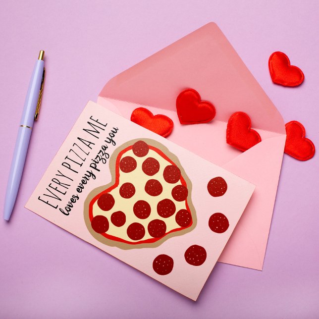 Cartes Pour Fêtes Annuelles Funny Cute Pizza Coeur de la Saint Valentin Saluta (Créateur téléchargé)