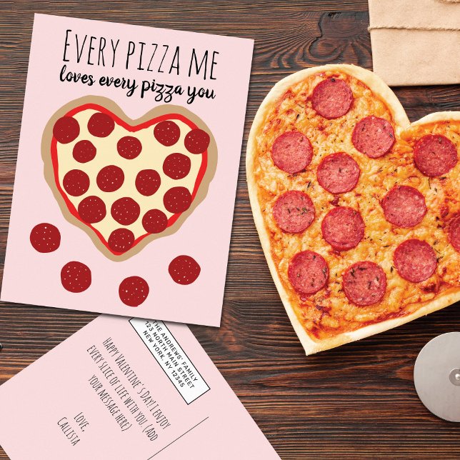 Cartes Pour Fêtes Annuelles Funny Cute Pizza Coeur de la Saint Valentin Saluta (Créateur téléchargé)