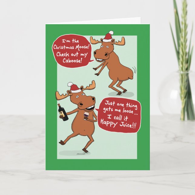 Cartes Pour Fêtes Annuelles Funny Dancing and Drinking Christmas Moose (Devant)