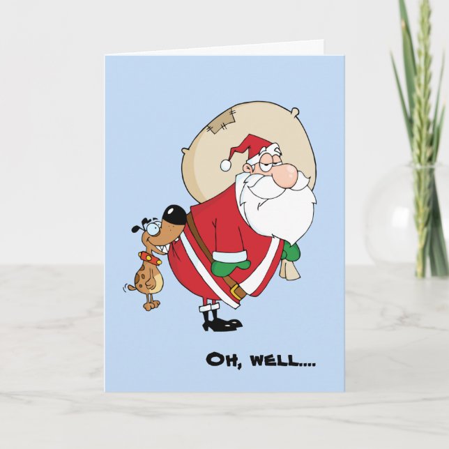 Cartes Pour Fêtes Annuelles Funny Dog et Santa Christmas (Devant)