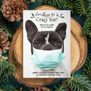 Cartes Pour Fêtes Annuelles Funny Dog Photo Goodbye Hello New Year Holiday
