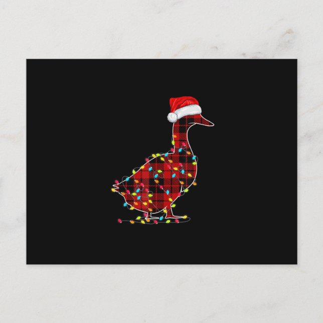 Cartes Pour Fêtes Annuelles Funny Duck Christmas Light Red Plaid Matching (Devant)