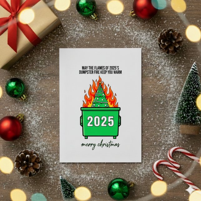 Cartes Pour Fêtes Annuelles Funny Dumpster Fire 2025 Xmas Greeting Card (Créateur téléchargé)