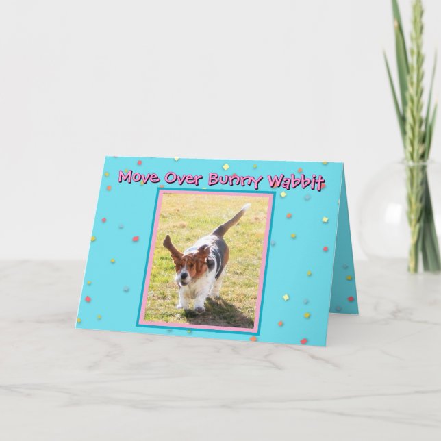 Cartes Pour Fêtes Annuelles Funny Easter Basset Hound on Easter Card (Devant)