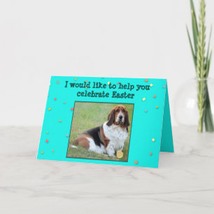 Cartes Pour Fêtes Annuelles Funny Easter Card w/Basset Hound, Basket, & Candy