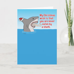 Cartes Pour Fêtes Annuelles Funny Eaten By Shark Christmas