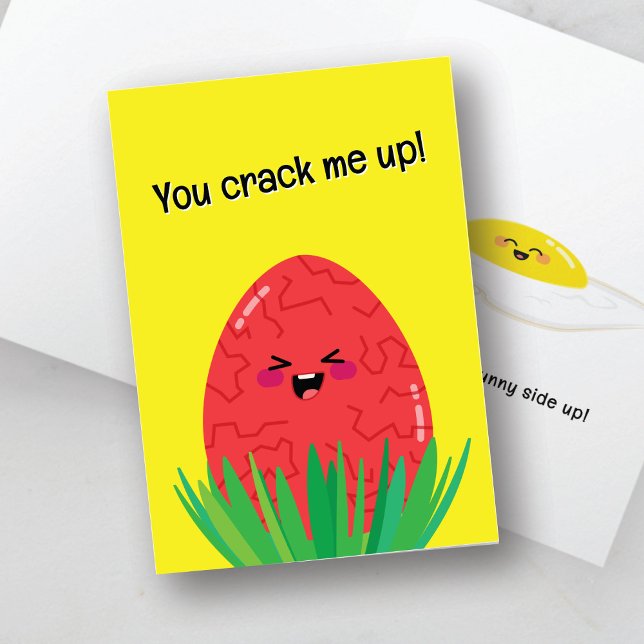Cartes Pour Fêtes Annuelles Funny Egg Pun Card | You Crack Me Up Sunny Side Up (Créateur téléchargé)