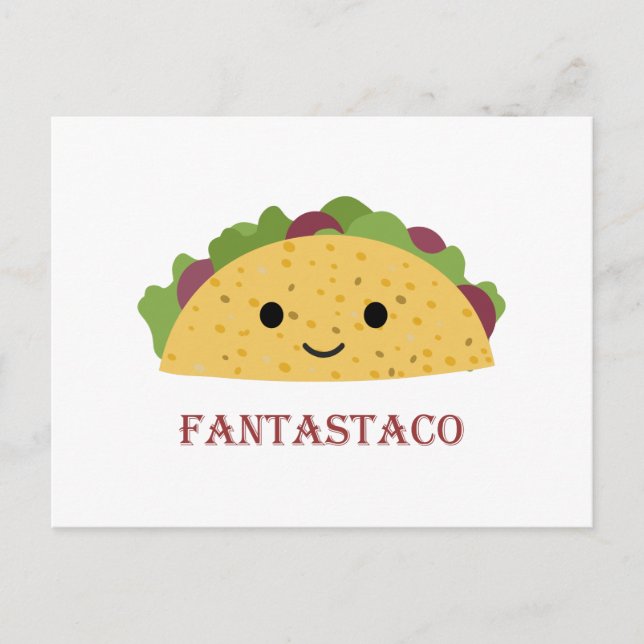 Cartes Pour Fêtes Annuelles Funny Fantastaco Taco Pun Cute Kawaii Taco (Devant)